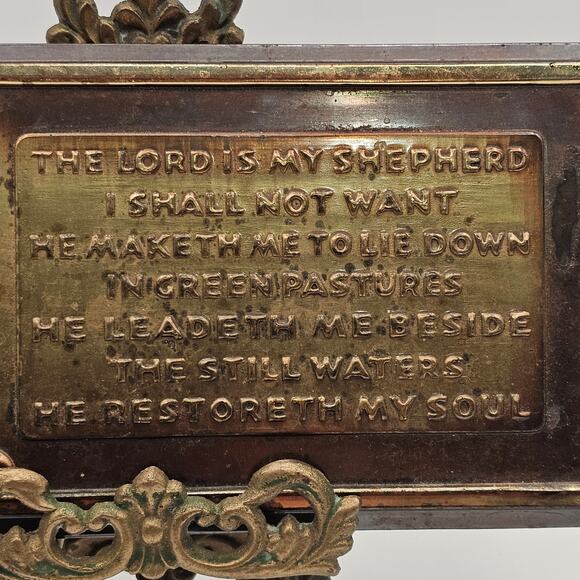 Vintage Jesus and Lamb Hanging Wall Decor - The Lord is My Shepherd Metal Sign - Picture 4 of 9